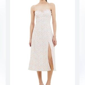 French Connection echo ruffle White Floral Midi dress